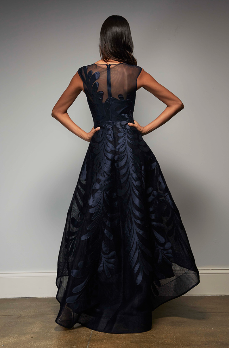 HYNES PARK High-Low Floral Embroidered Gown