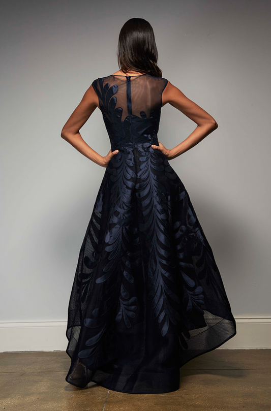 HYNES PARK High-Low Floral Embroidered Gown