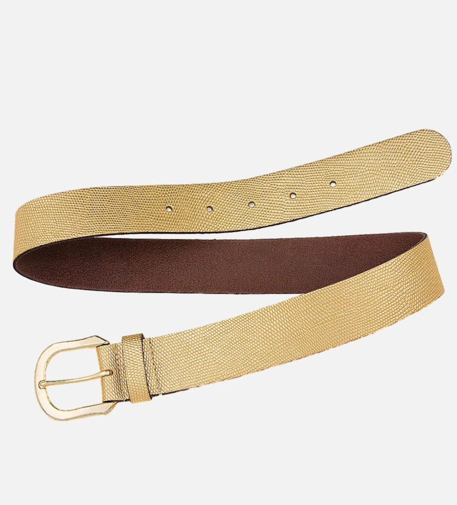 Amsterdam Heritage Dana Metallic Iguana Textured Leather Belt