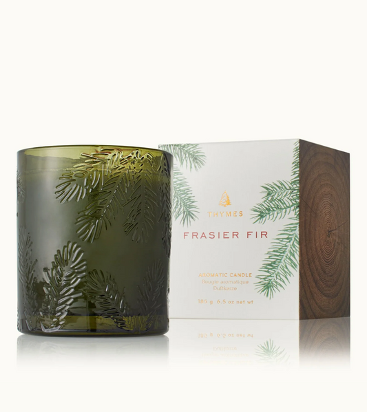 Frasier Fir Poured Candle Molded Green Glass