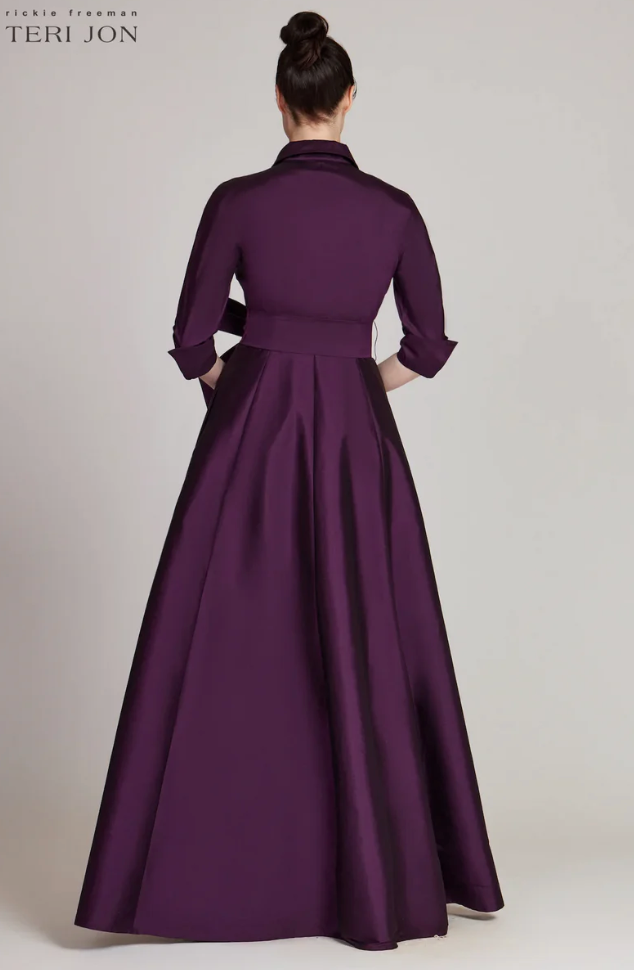 Teri Jon Taffeta Shirt Waist Gown