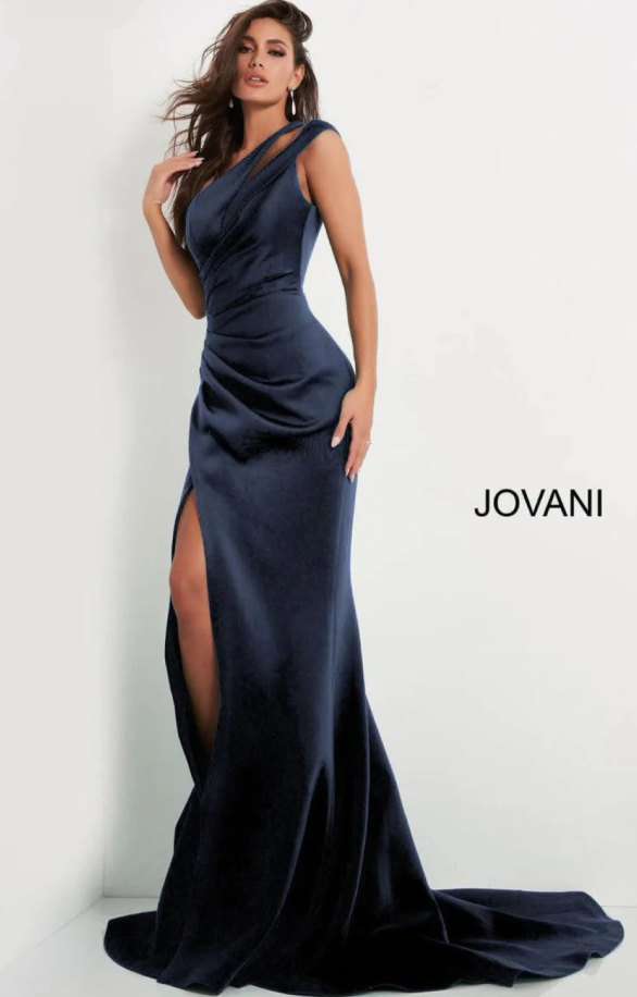 Jovani One Shoulder Ruched Evening dress