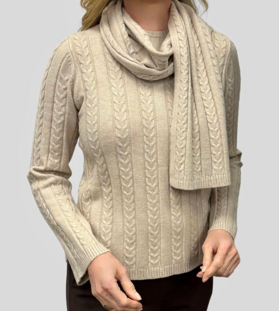 BYLYSE Bylyse Cable Sweater With Scarf