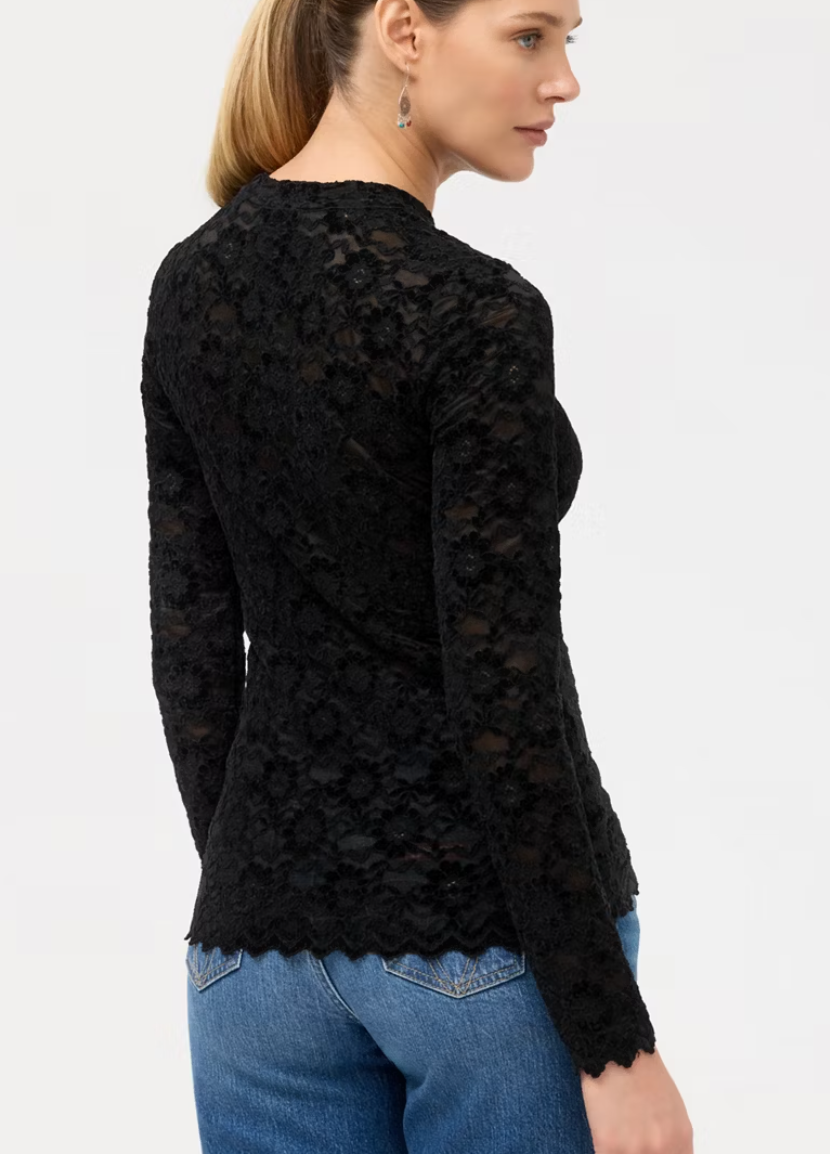 Johnny Was NATALIE LONG SLEEVE STRETCH LACE TEE