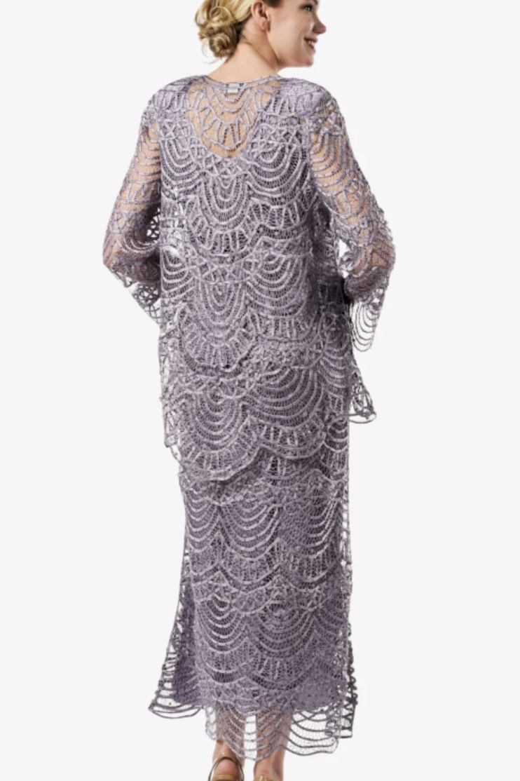 Soulmates C1062 Scallop Hand Crocheted Lace Dress with Jacket Set