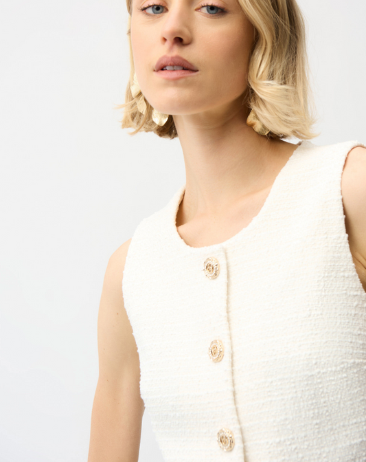 Joseph Ribkoff Bouclé Sleeveless Vest With Gold Buttons