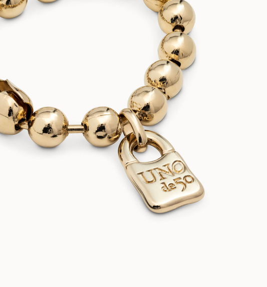 UNO de 50 Beaded bracelet with a padlock charm