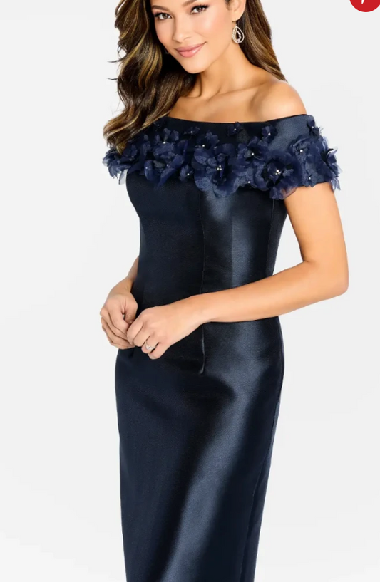 Cameron Blake Off The Shoulder Mikado Sheath Gown