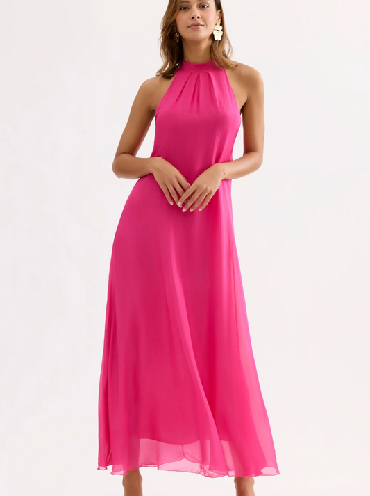 Leo & Ugo Caroline Flowy High Neck Maxi Dress