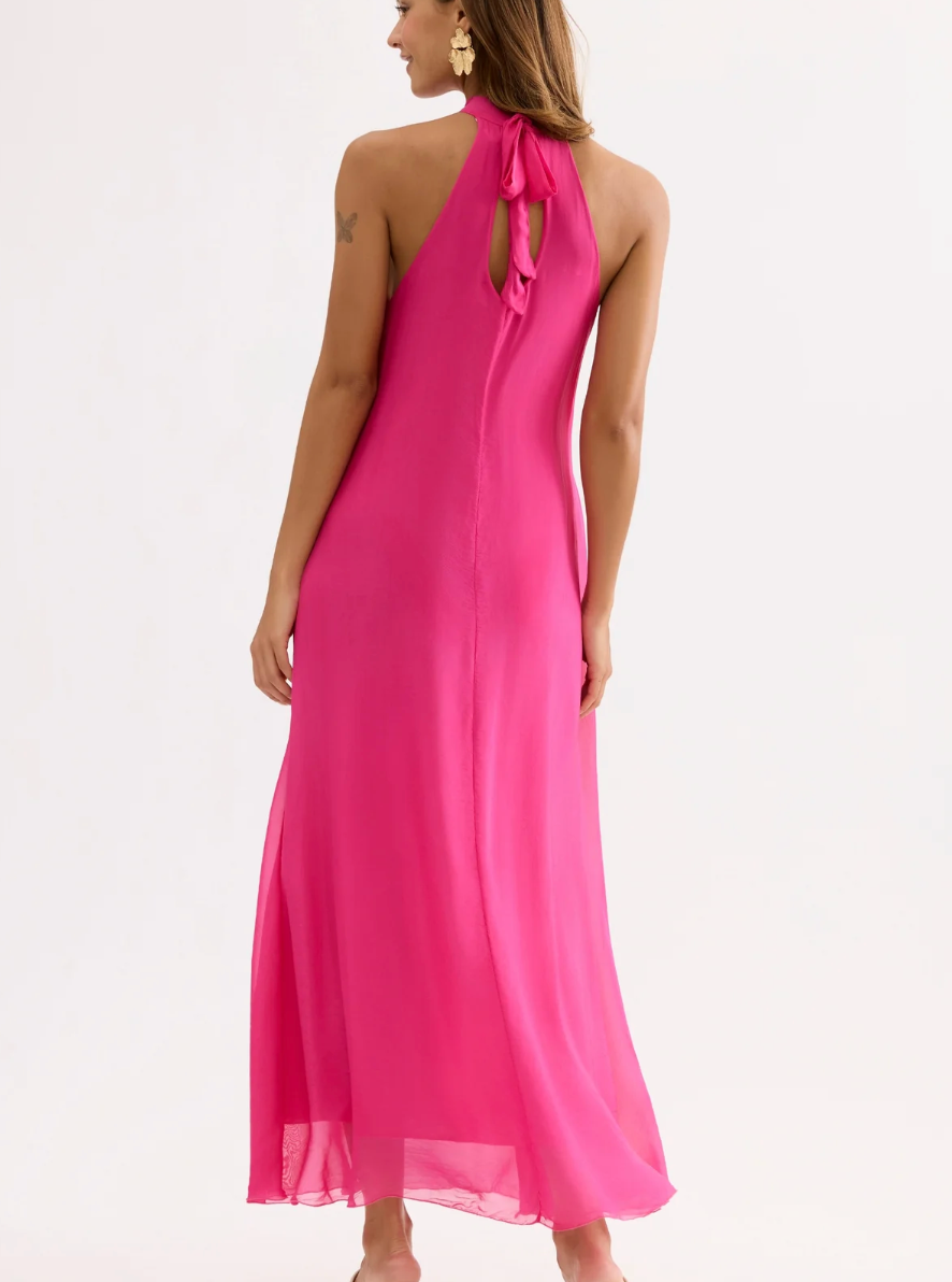 Leo & Ugo Caroline Flowy High Neck Maxi Dress