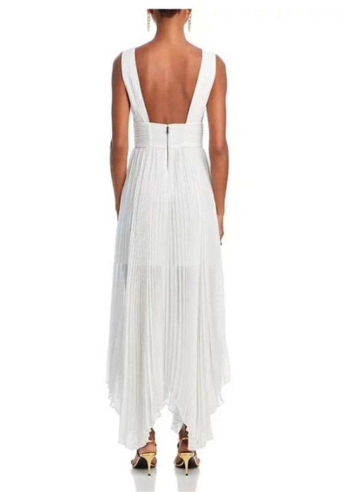 Alice + Olivia OFF WHITE Adrianna Pleated Maxi Dress