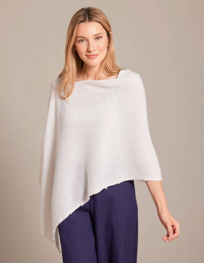 Alashan Cashmere Pearl Trim Topper