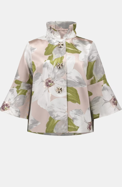 Joseph Ribkoff Floral Blazer With Jewel Buttons Style 262702