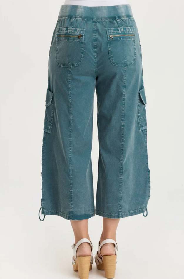 XCVI Muldoon Poplin Ruched Wide-Leg Crop Pant