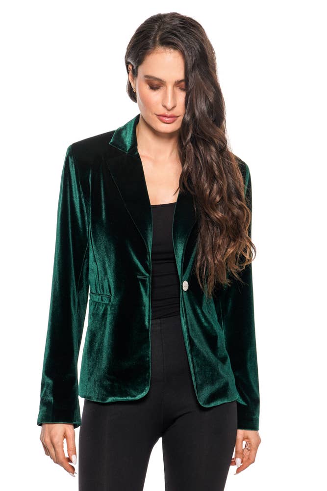 Adore - Emerald Velvet Blazer – Jewel-Toned Sophistication