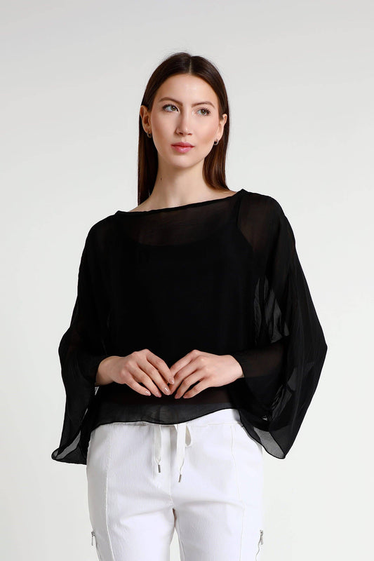 TINA Stephens Italy/Tees By Tina - Sofita 3/4 Sleeve Cropped Silk Kaftan (BQ200)