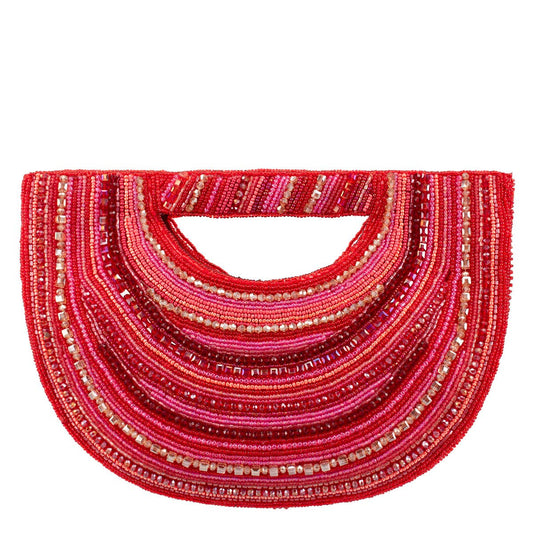 Ruby Chic Draped Beads with Straight Handle Handbag