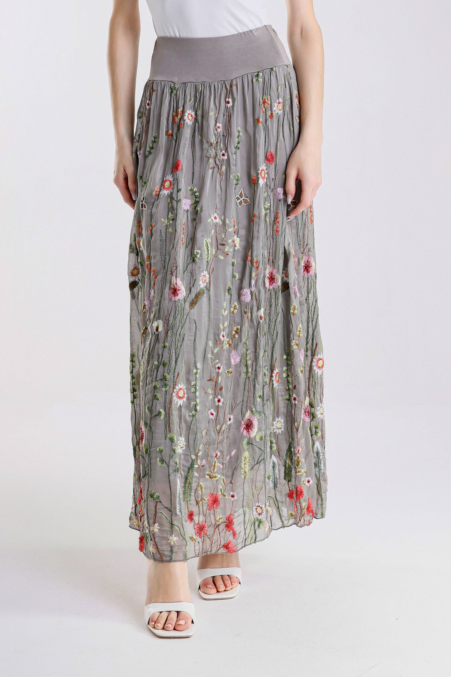 TINA Stephens Italy/Tees By Tina - Sable Garden Silk Skirt (SL202G)