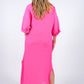 TINA Stephens Italy/Tees By Tina - Fernanda Open Collar Linen Dress (DQ107)