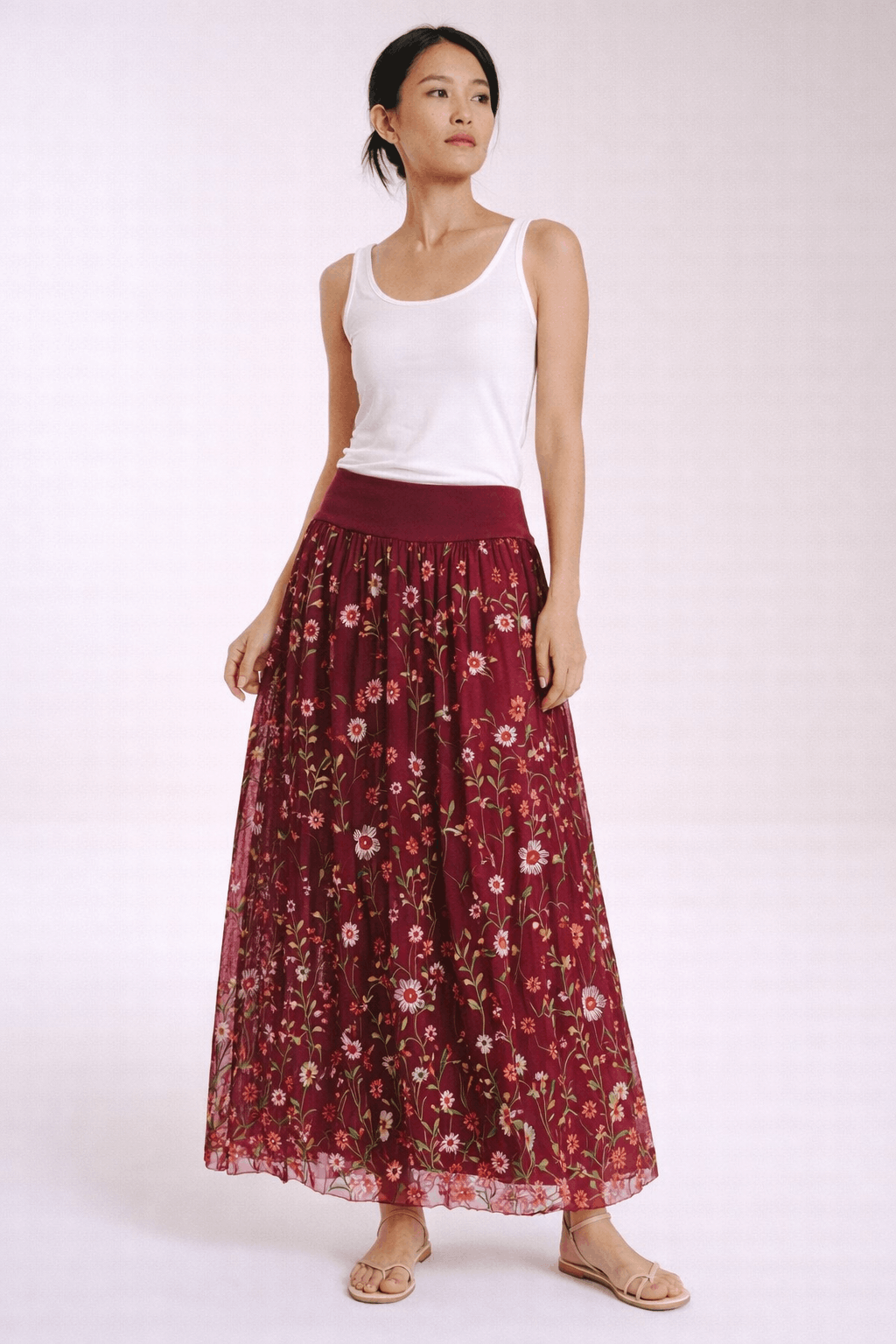TINA Stephens Italy/Tees By Tina - Sable Garden Silk Skirt (SL202G)