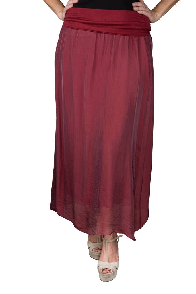 TINA Stephens Italy/Tees By Tina - Brenda Silk Foldover Waist Skirt (SL204)