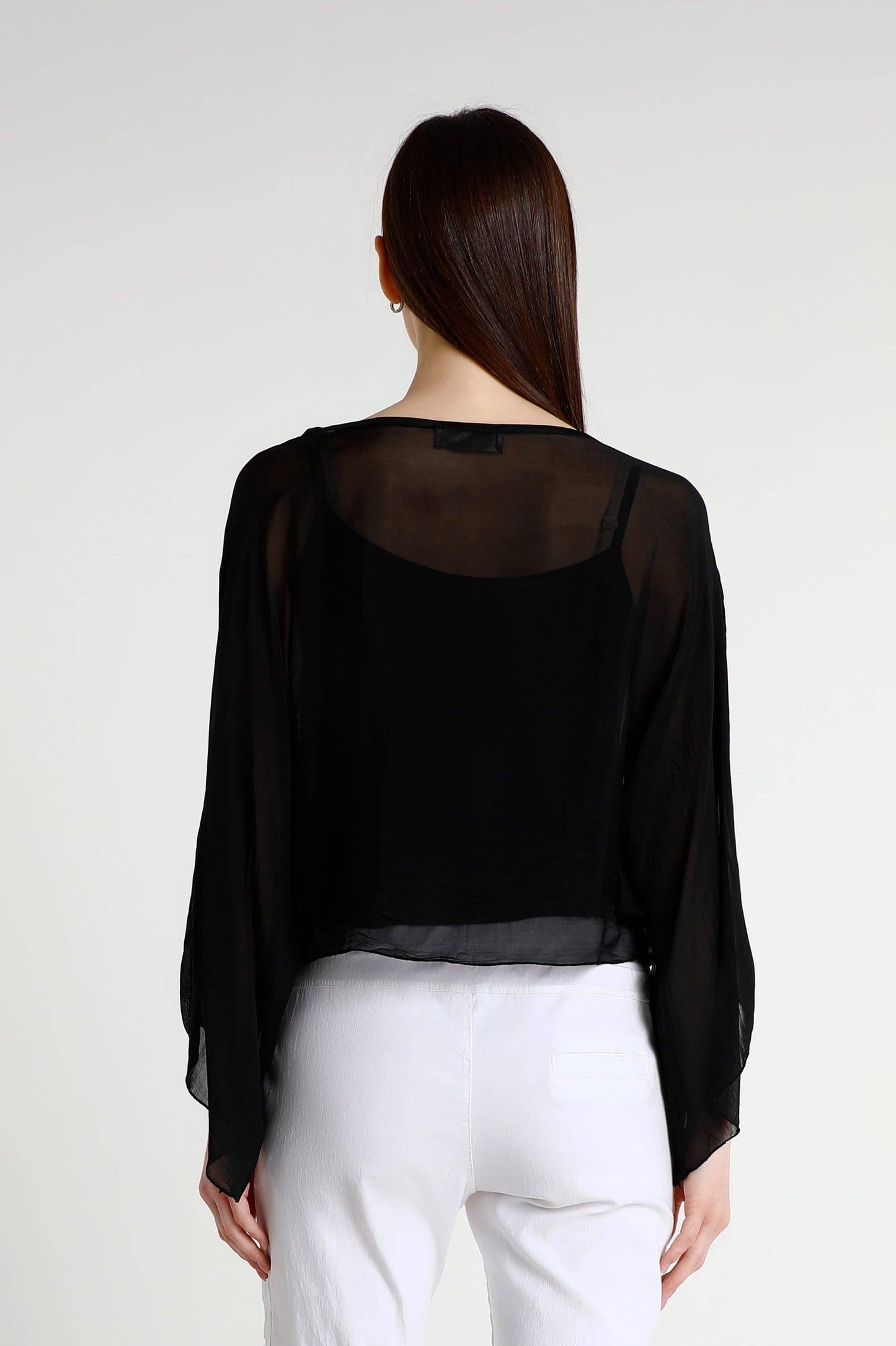 TINA Stephens Italy/Tees By Tina - Sofita 3/4 Sleeve Cropped Silk Kaftan (BQ200)
