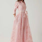 Teri Jon by Rickie Freeman Metallic Organza Jacquard Shirt Waist Gown