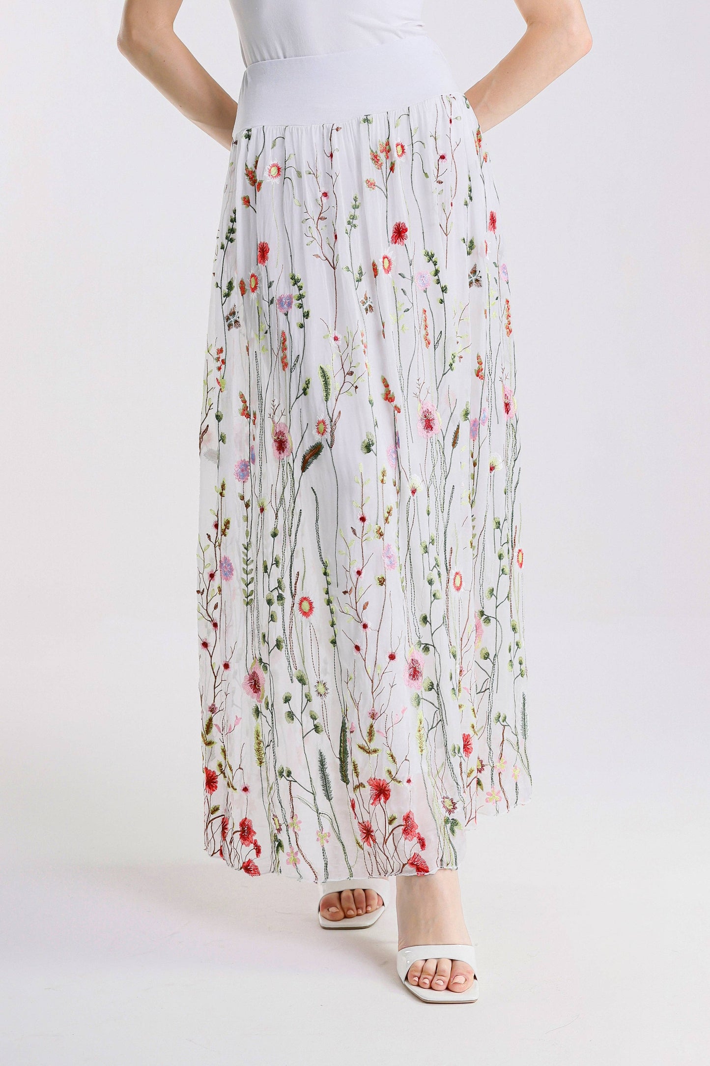 TINA Stephens Italy/Tees By Tina - Sable Garden Silk Skirt (SL202G)