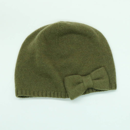 Cashmere beanie with bow