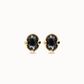 UNO DE 50 Studs with black oval faceted crystals