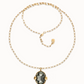 UNO DE 50 Long necklace with gray oval faceted crystal
