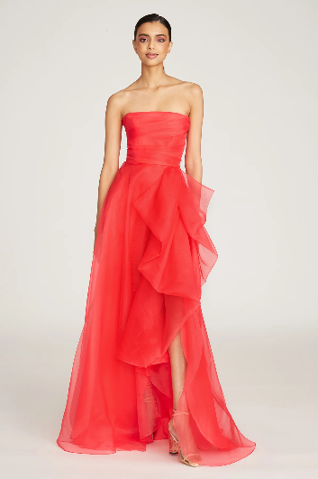 Theia Couture Teresa Strapless Draped Gown