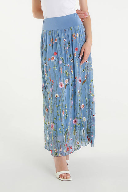 TINA Stephens Italy/Tees By Tina - Sable Garden Silk Skirt (SL202G)