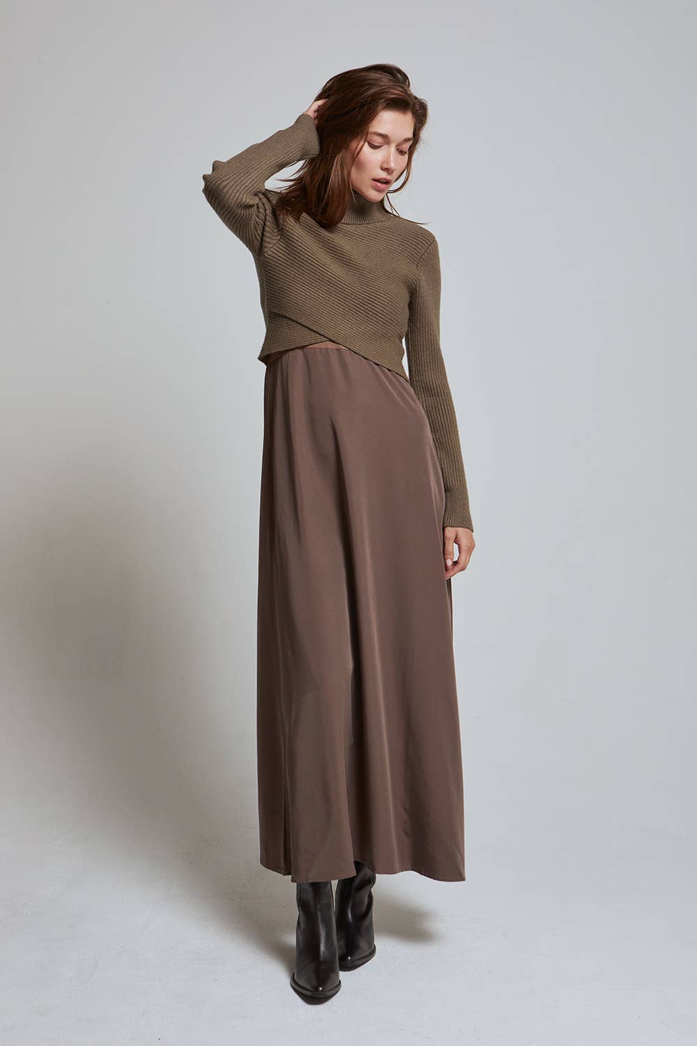 Crescent Brooks Dress and Sweater Two-Piece Set