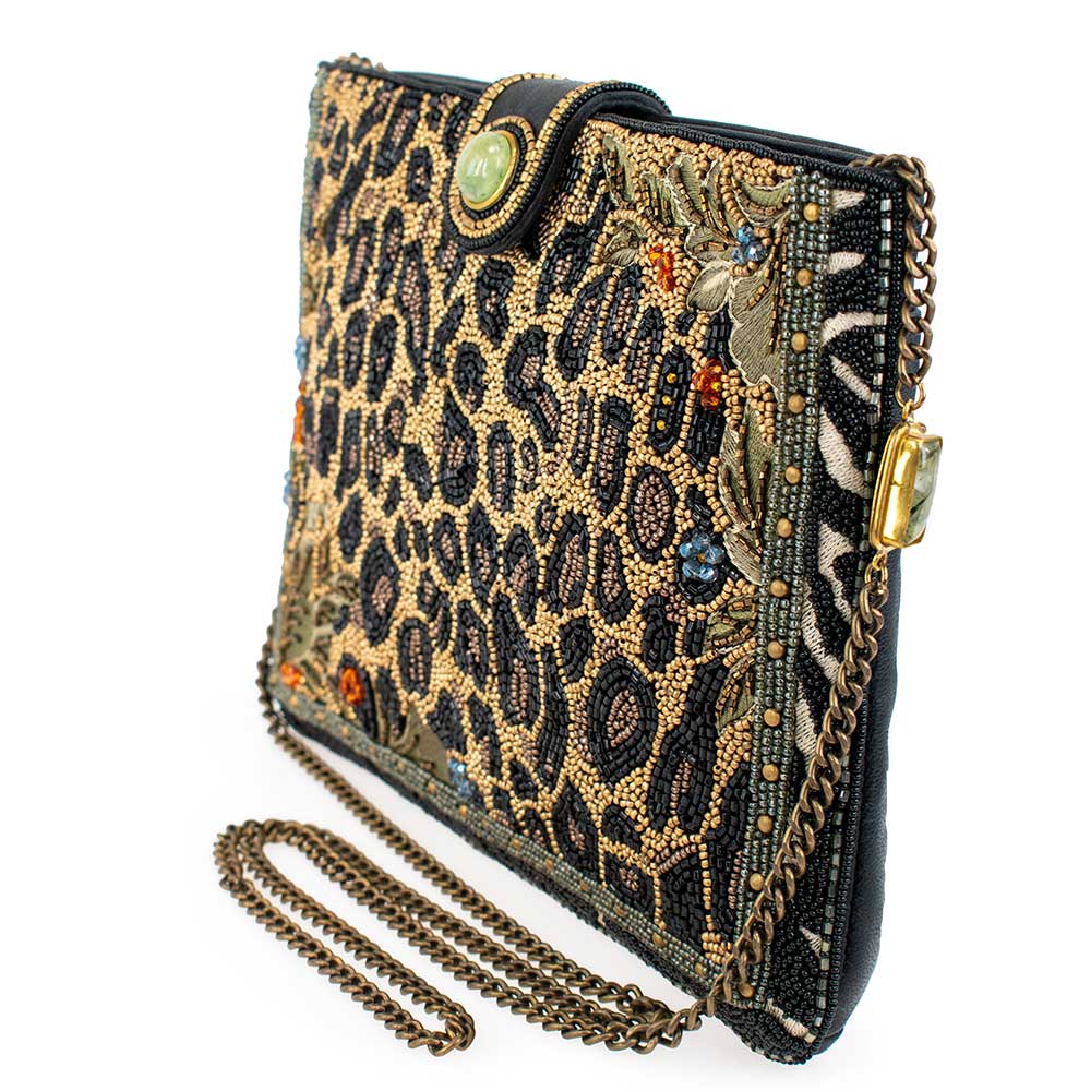 Mary Francis Untamed Beaded Animal Print Crossbody Handbag