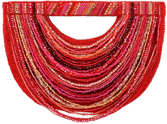 Ruby Chic Draped Beads with Straight Handle Handbag