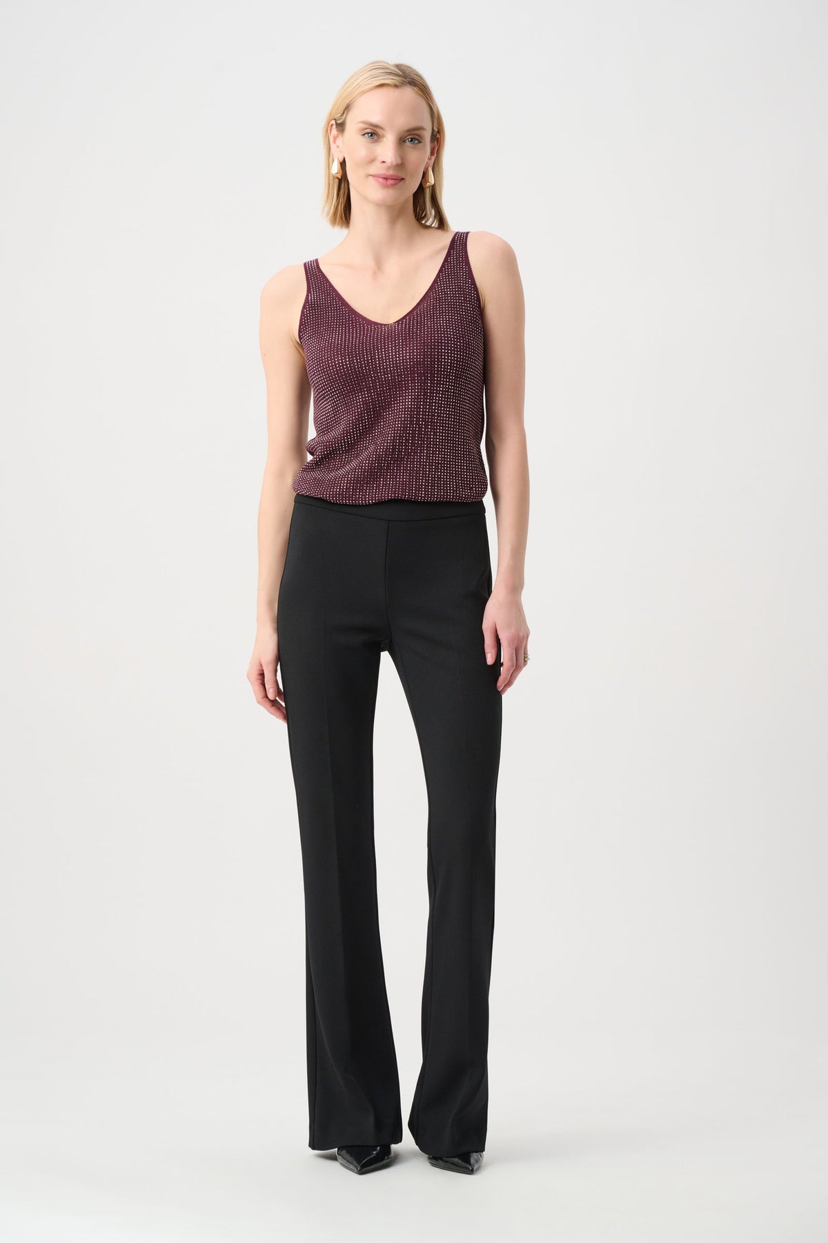 Joseph Ribkoff Metallic Knitted Camisole with Rhinestones