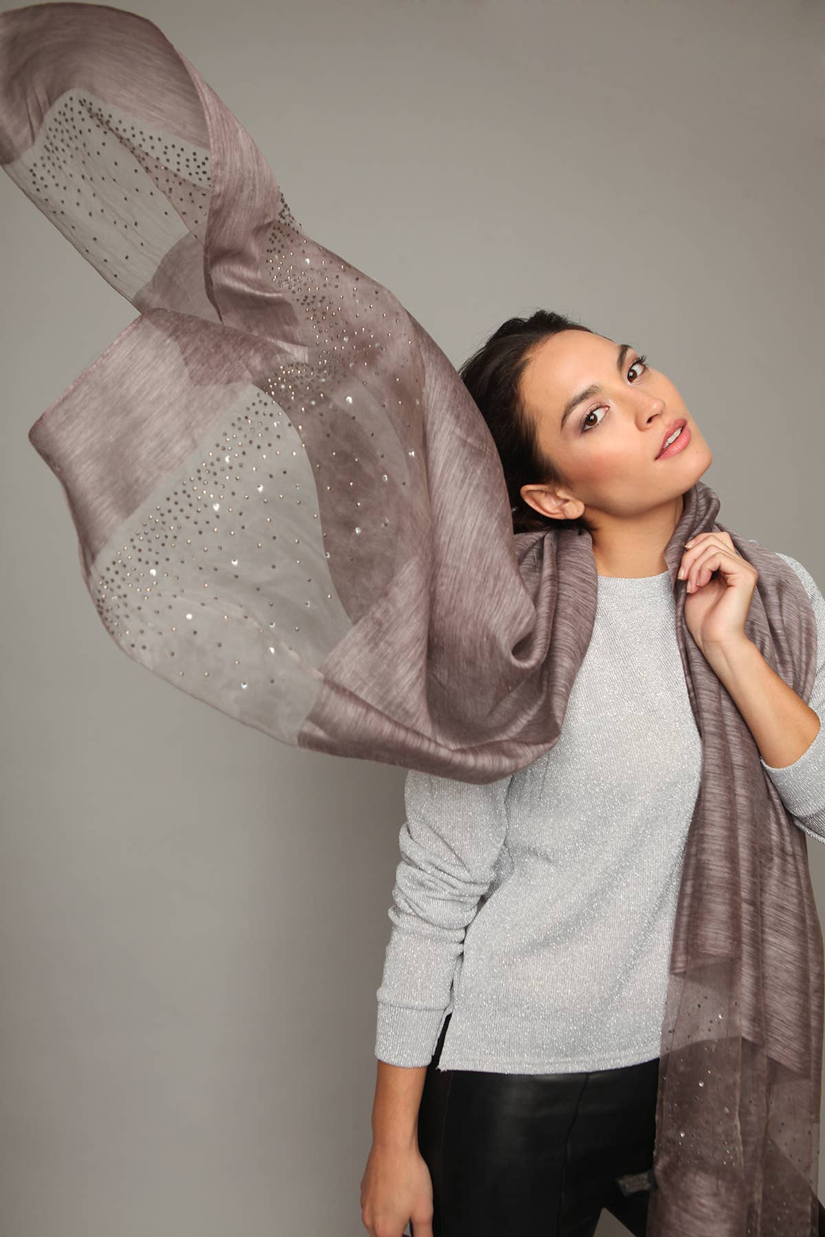 SAACHI - Star Gazer Wool Blend Sparkle Silk Scarf