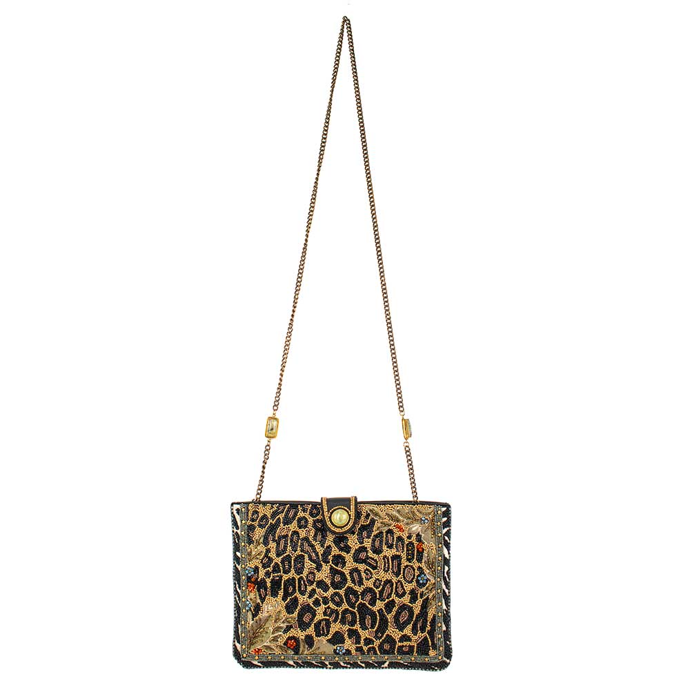 Mary Francis Untamed Beaded Animal Print Crossbody Handbag