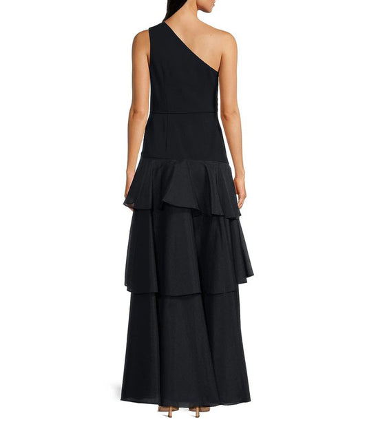 Aiden Mattox One Shoulder Tiered Ruffled Ball Gown