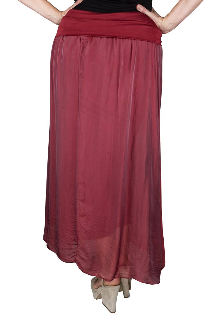 TINA Stephens Italy/Tees By Tina - Brenda Silk Foldover Waist Skirt (SL204)