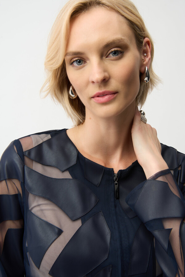 Joseph Ribkoff Sheer Zipper Formal Top