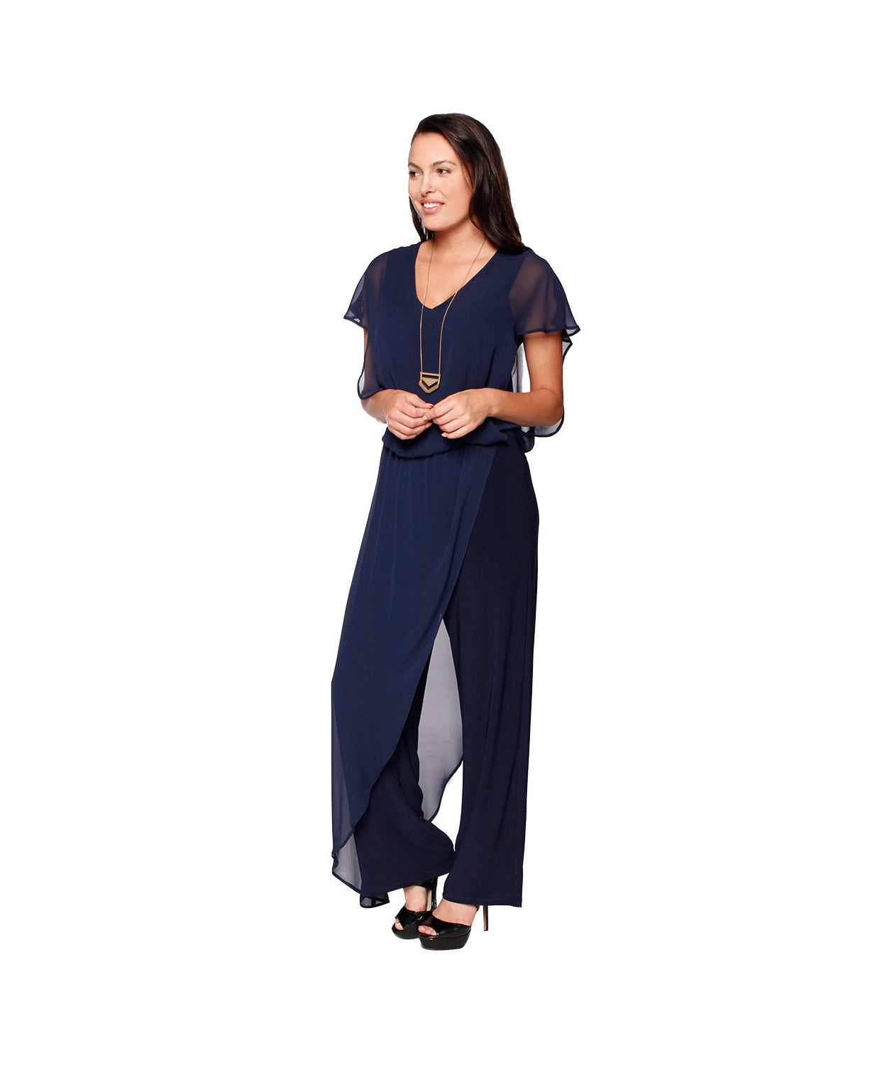 Last Tango Chiffon Overlay Jumpsuit