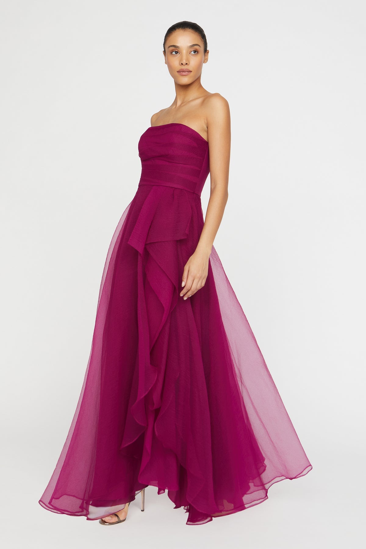 Theia Couture Teresa Strapless Draped Gown