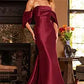 Jovani 23398 Burgundy Off the Shoulder Mermaid Evening Dress