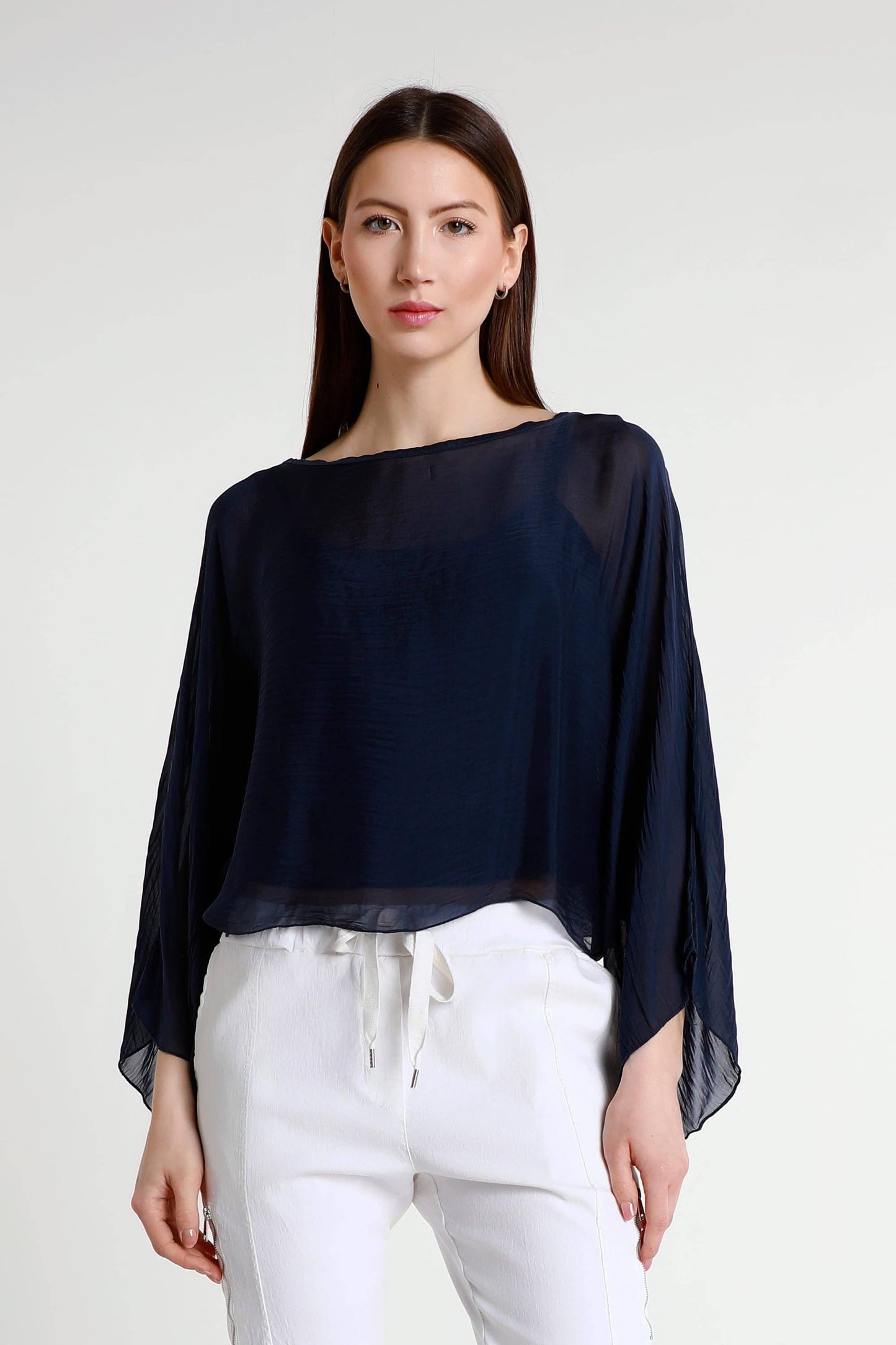 TINA Stephens Italy/Tees By Tina - Sofita 3/4 Sleeve Cropped Silk Kaftan (BQ200)