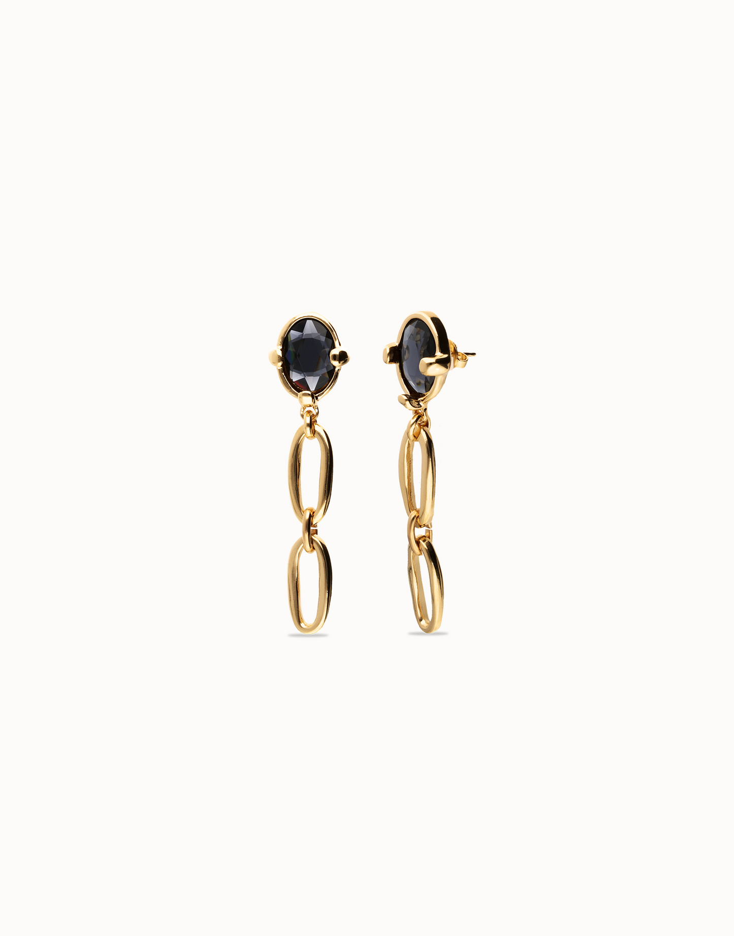 UNO DE 50 Drop earrings with faceted black crystal and links