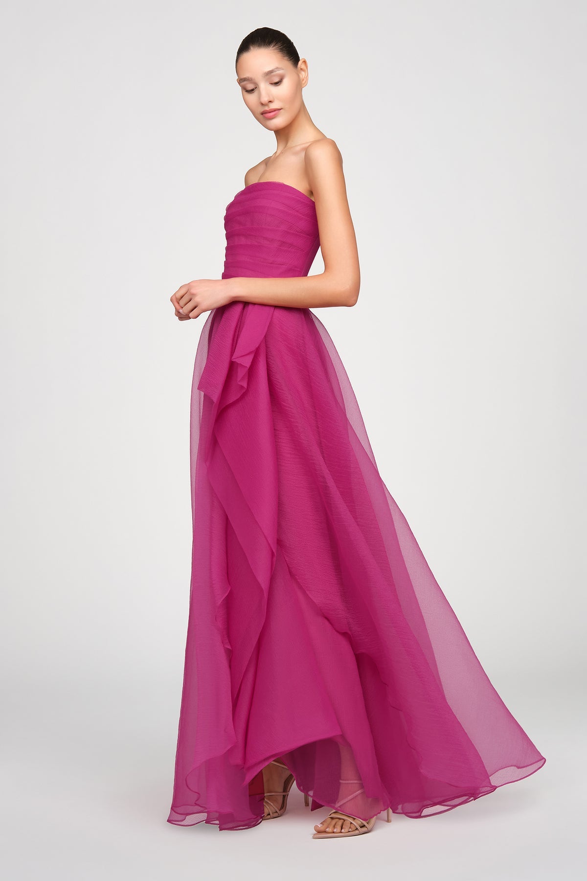 Theia Couture Teresa Strapless Draped Gown