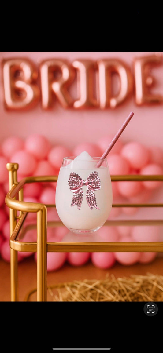 Pink Bow Stemless