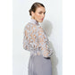 INA - Luxe Satin Contrast Collar Lace Button Down Blouse
